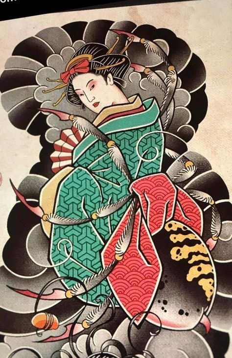 Geisha Tattoo Design, Traditional Japanese Tattoo Designs, Cow Tattoo, Christ Tattoo, Geisha Tattoo, Japan Tattoo Design, Japanese Dragon Tattoos, Geisha Art, Traditional Japanese Tattoos