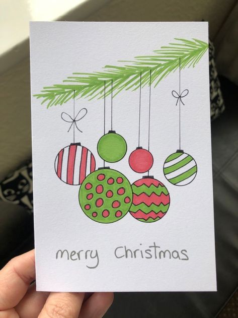 Homemade Christmas Card Ideas Drawing, Easy Christmas Designs To Draw, Water Colour Christmas Cards Ideas Easy, Hand Drawn Christmas Card Ideas, Easy Handmade Christmas Cards Ideas, Easy Christmas Card Drawings, Christmas Cards To Draw, Cute Easy Christmas Cards, Christmas Cards Easy Diy