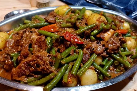 Lamb Green Bean Stew Green Bean Stew, Beans And Potatoes, Lamb Cuts, Green Beans And Potatoes, Lamb Stew, Small Potato, Bean Stew, Long Grain Rice, Stew Recipe