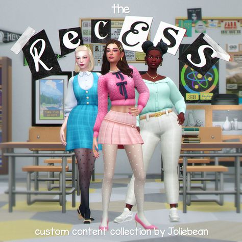 The Recess Collection by Joliebean | Patreon The Sims 4 Packs, Sims 4 Mm, Sims4 Clothes, Sims 4 Collections, Best Sims, Sims 4 Cas, Sims 4 Game, School Uniforms, Sims 4 Cc Finds