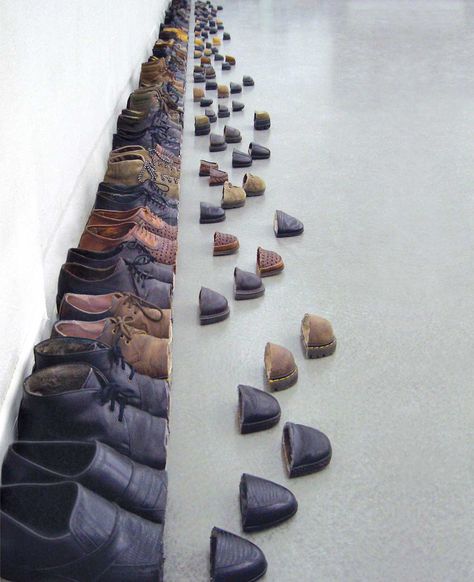 Sliced Footwear Arranged in Uncanny Configurations by Sakir Gokcebag | Colossal Grant Wood, Wayne Thiebaud, Colossal Art, Louise Bourgeois, Encaustic Painting, New York Art, Shoe Art, Abstract Expressionist, Environmental Art