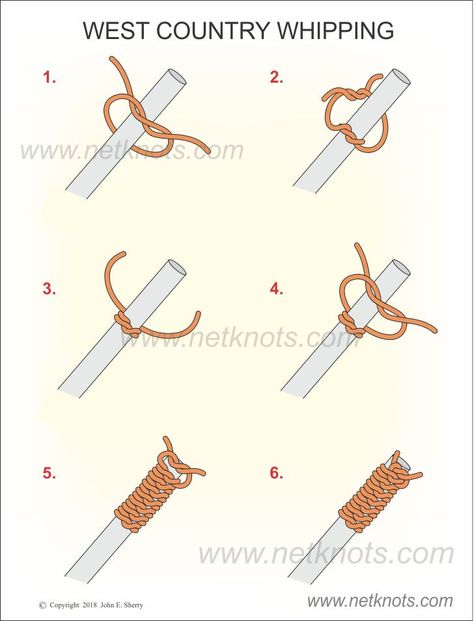 West Country Whipping | How to tie the West County Whipping animated and illustrated Paracord Knife Handle, Paracord Wrap Handle, Paracord Knife, Camping Knots, Handmade Walking Sticks, Hand Carved Walking Sticks, Survival Knots, Knots Guide, Paracord Diy