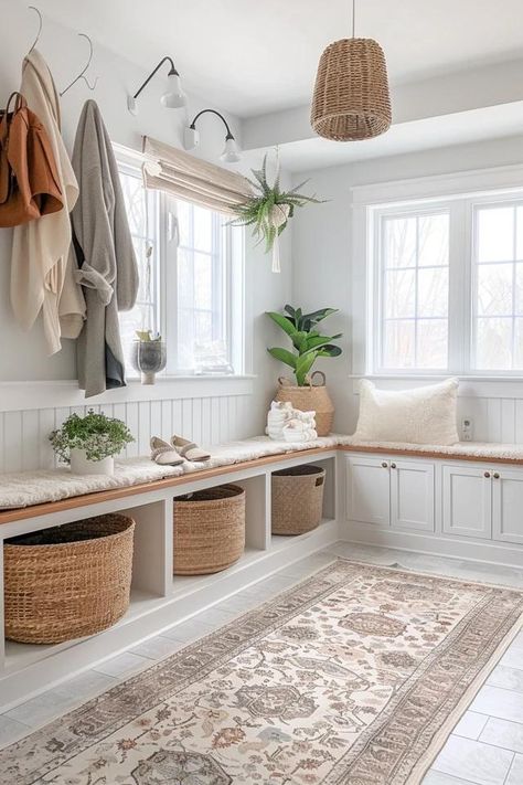 Illuminating Tips: Mudroom Lighting Ideas Mudroom Entryway With Windows, Kids Mudroom, Mudroom Lighting, Dream Mudroom, Bathroom Ensuite Ideas, Ensuite Ideas, Functional Mudroom, Mudroom Entryway, Industrial Minimalist