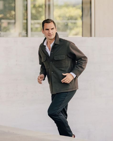 Federer Style, Uniqlo Outfit, Roger Federer, Uniqlo, Military Jacket, Tennis, Lifestyle