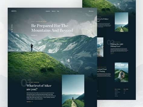 Hiking/Traveling Blog by Kryston Schwarze Webpage Design Layout, Travel Blog Design, Company Website Design, Figma Website, Design Sites, Infographic Poster, Theme Nature, Webdesign Inspiration, Homepage Design