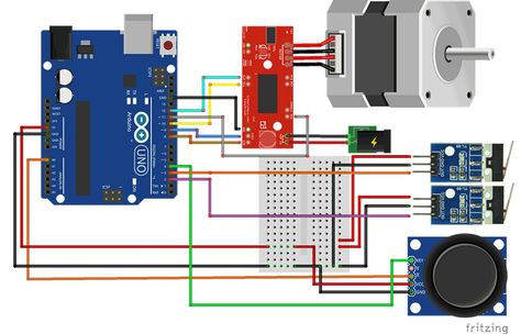 Arduino NEMA stepper control with Joystick and Limit Switches Stepper Motor Arduino, Arduino Stepper Motor Control, Arduino Stepper, Arduino Motor, Arduino Projects Diy, Arduino Cnc, Arduino Robot, Camera Slider, Led Projects