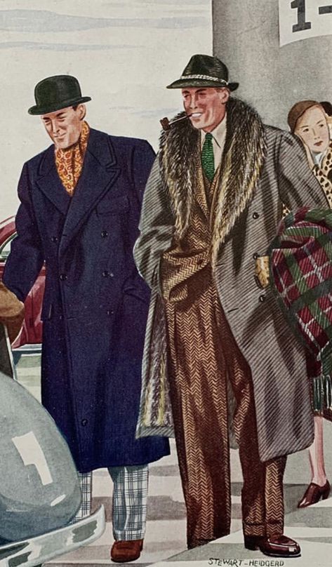 Mob Fashion Men, 50s Fashion Men, Gentleman Style Vintage, 1930s Mens Fashion, 1940s Mens Fashion, Vintage Outfits Men, Older Mens Fashion, Mens Fashion Illustration, Fashion Illustration Vintage