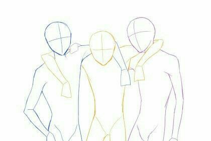 3 Person Poses Drawing Friends, How To Draw Clothes, Sketch Pose, Draw Clothes, Drawing Bases, Friends Sketch, Drawing Body Poses, Person Drawing, Sketch Poses