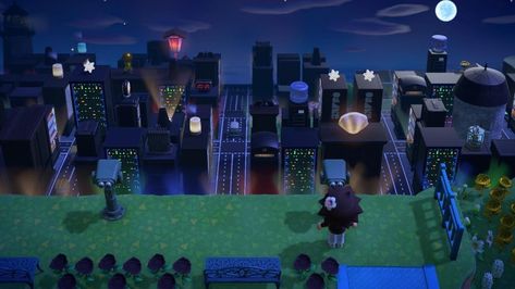 Acnh Forced Perspective, Night Time City, Perspective City, Urban Island, City Island, Forced Perspective, Great Yarmouth, Animal Crossing Qr Codes Clothes, Home Ac