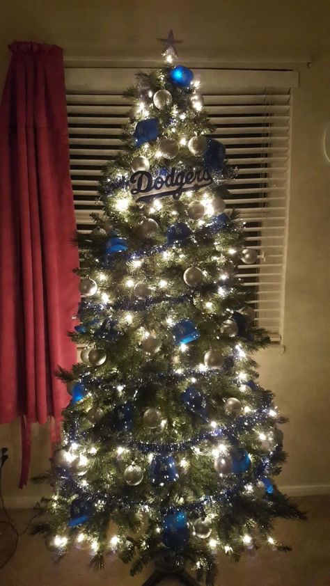 G's Christmas Tree 2017 #dodgers #christmas #tree Dodgers Christmas Tree, Dodgers Christmas, Baseball Christmas Tree, Baseball Christmas, Christmas Tree Inspiration, Pink One Piece, Creative Halloween Costumes, Christmas Tree Themes, Holiday Time