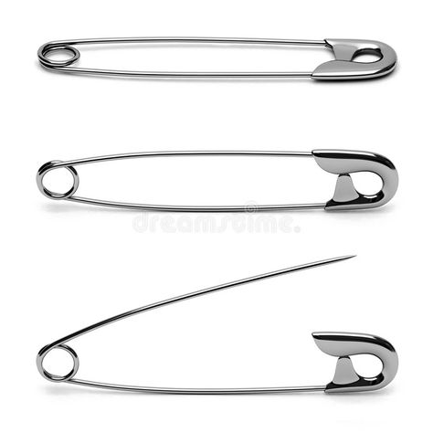 Silver Safety Pin, Object Tattoos, Safety Pin Tattoo, Pin Png, Saftey Pin, Silver Objects, Metal Drawing, Structural Drawing, Metal Objects