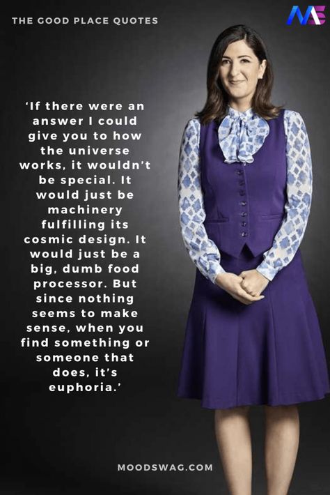 36 Profound and Meaningful Quotes from The Good Place - Moodswag The Good Place Quotes, Good Place Quotes, How The Universe Works, Place Quotes, Some Quotes, Most Famous Quotes, Feeling Helpless, Leap Of Faith, Liking Someone