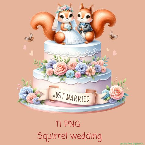 Squirrel Wedding, Love Clip, Creative Wedding Invitations, Wedding Illustration, Watercolor Illustrations, Everything Is Possible, Art Png, Creative Wedding, Art Watercolor