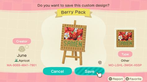 Acnh Berry Farm, Acnh Rural, Acnh Strawberry, Acnh Garden, Ac Codes, Strawberry Farm, Berry Farm, Acnh Inspo, Animal Crossing Qr