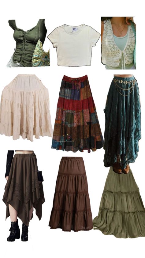 Fairycore, grunge, maxi skirt, summer Maxi Skirt Summer, Cute Maxi Skirts, Ren Faire Outfits, Fairycore Grunge, Cottagecore Outfits, Hippie Skirts, Maxi Skirt Outfits, Skirt Summer, Hippie Outfits