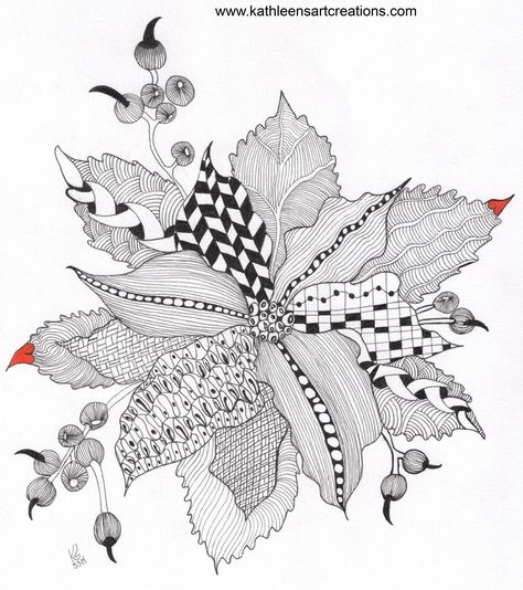 14 New Zentangle Christmas Card Patterns  Image Check more at https://weddingpostcardinvitations.com/zentangle-christmas-card-patterns/ Zentangle Poinsettia, Christmas Zentangle, Zentangle Christmas, Zentangle Flowers, Zen Doodles, Coloring Books For Adults, Zentangle Artwork, Books For Adults, Zen Doodle Art