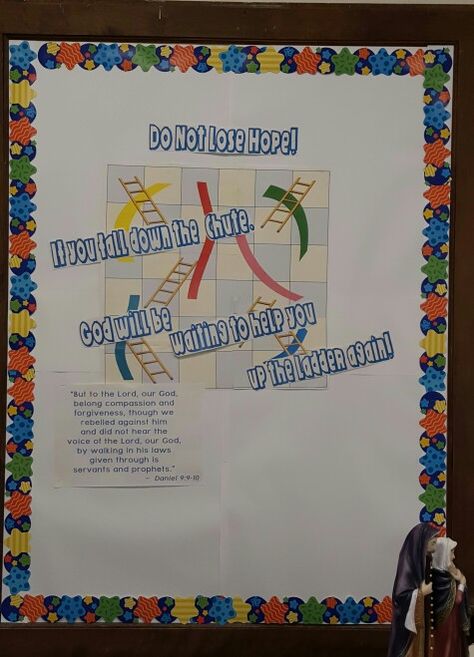 Chutes and ladders bulletin board Chutes And Ladders Bulletin Board, Classroom 2023, Chutes And Ladders, Vbs 2023, Teacher Ideas, Bulletin Boards, Bulletin Board, Teaching Ideas, Ladder Decor