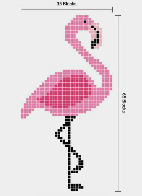 Pink Flamingo Cross Stitch Pattern, Flamingo Plastic Canvas, Flamingo Plastic Canvas Patterns, Flamingo Cross Stitch Pattern Free, Cross Stitch Flamingo, Flamingo Pixel Art, Flamingo Cross Stitch, Diy Crochet Slippers, Flamingo Craft