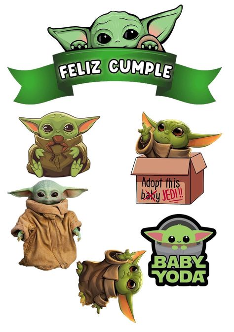 Decoracion Baby Yoda, Baby Yoda Dibujo, Baby Toda, Yoda Cake Topper, Baby Joda, Bebe Yoda, Baby Jedi, Yoda Party, Star Wars Cake Toppers