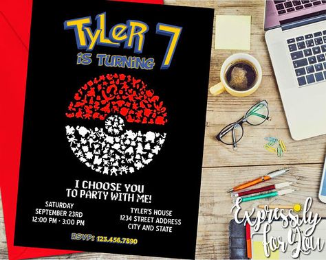 Pokemon Invitation. Pokemon Birthday Invitation. Pokemon Pokemon Invitation, Pokemon Birthday Card, Pokemon Invitations, Event Invitations, Pokemon Party, Pokemon Birthday, Event Invitation, 8th Birthday, Pokemon Go