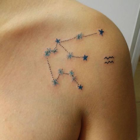 Aquarius Symbol Tattoo, Aquarius Constellation Tattoo, Heaven Tattoos, Horoscope Tattoos, Aquarius Constellation, Aquarius Tattoo, Boho Tattoos, Constellation Tattoo, Spiritual Tattoos