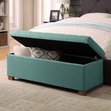 Teal Large Tufted Storage Bench Large Storage Bench, Tufted Storage Bench, Storage Chair, Upholstered Storage Bench, Bench Designs, Bedroom Bench, Storage Ottoman Bench, Stylish Storage Solutions, Upholstered Storage