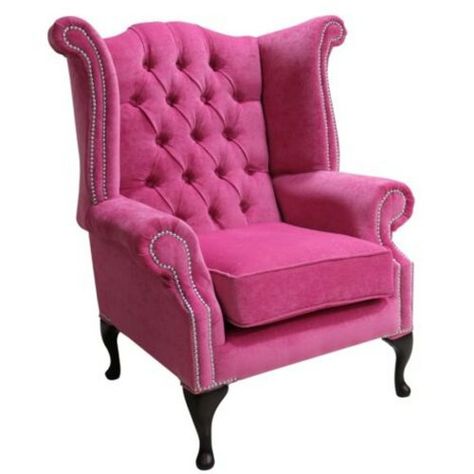 Pink Armchair, Velvet Wingback Chair, Armchair Bedroom, Retro Armchair, Table Ikea, Contemporary Armchair, Gallery Furniture, Reupholster Furniture, Wingback Armchair