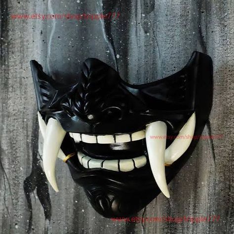 Mempo Mask, Oni Japanese, Hannya Maske, Demon Samurai, Mascara Oni, Oni Samurai, Ronin Samurai, Face Mask Halloween, Red Ghost