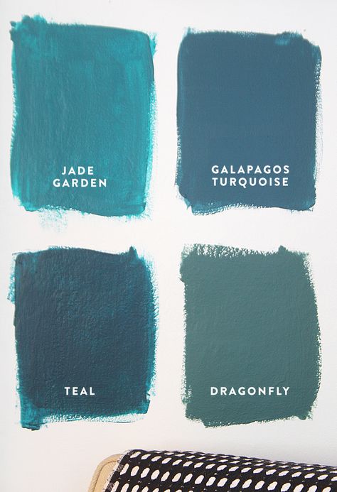 Four Shades of Blue from Benjamin Moore: jade garden. Galapagos turquoise. teal. dragonfly. Teal Front Doors, Benjamin Moore Gray, Interior Paint Colors Schemes, Door Paint, Teal Paint, Front Door Colors, Shades Of Teal, Interior Paint Colors, Door Color