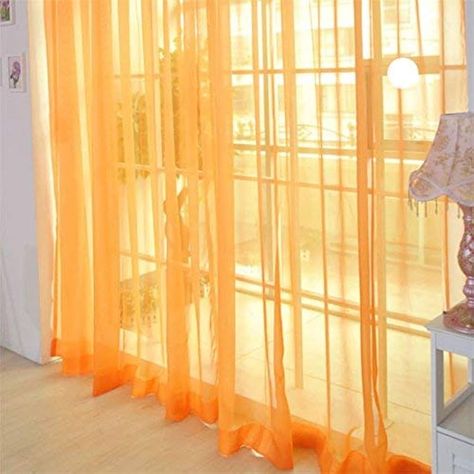 AFUT 100x200CM Decorative Sheer Voile Curtains Sheer Curtains Gauze Curtains Drape Panel Tulle Curtains for Office(Orange) : Amazon.co.uk: Home & Kitchen Orange Curtain, Modern Sheer Curtains, Door Window Curtain, Window Curtains Bedroom, Curtain For Door Window, Tulle Curtains, Solid Orange, Voile Curtains, Drape Panel