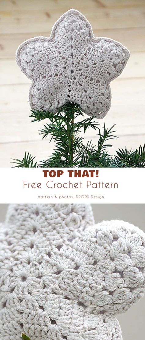 Top That Tree Topper Christmas Tree Star Topper Crochet Free, Crochet Christmas Tree Topper Pattern, Crochet Tree Topper Free Pattern, Crochet Christmas Tree Topper, Crochet Tree Topper, Tree Topper Diy, Crochet Christmas Star, Diy Tree Topper, Christmas Tree Star Topper