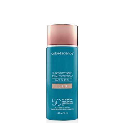 Colorescience Sunforgettable Total Protection Face Shield Flex SPF 50 1.8 fl. oz. - Medium - Dermstore Colorescience Sunforgettable, Infrared Radiation, Daily Sunscreen, Facial Sunscreen, Benzoic Acid, Mineral Sunscreen, Skin Tips, Face Shield, Face Sunscreen