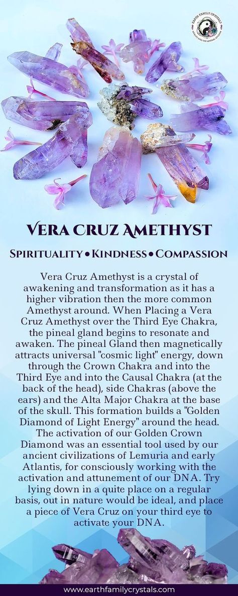 💎VERA CRUZ AMETHYST Crystal Tips! 💎 #crystals #newage #reiki #Healer    **Find these on our website** Healing Crystals For You, Crystals Amethyst, Universal Energy, Crystal Uses, Vera Cruz, Crystals Jewelry, Crystals Healing Properties, Stone Bracelets, Spiritual Crystals