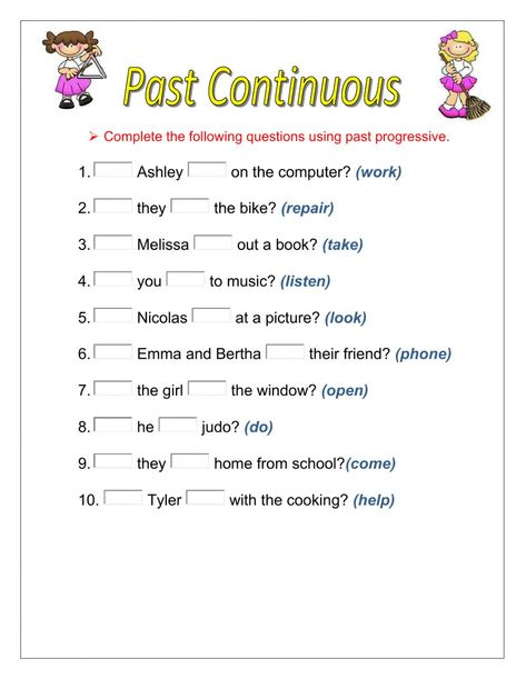 Past Progressive Worksheets, Past Progressive, Past Continuous, Easy Exercise, Grammar Exercises, 1st Grade Writing, English Exercises, Stunning Nails, English Worksheets For Kids