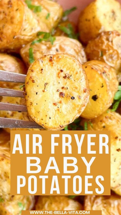 Small Potatoes In Air Fryer, Golden Potato Recipes, Small Potatoes Recipe, Air Fryer Baby Potatoes, Gold Potato Recipes, Potatoes In Air Fryer, Baby Potato Recipes, Small Potatoes, Healthy Potato Recipes