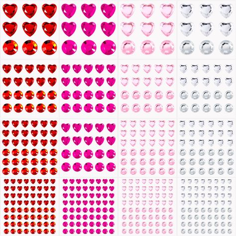 PRICES MAY VARY. Large quantity: you will get 516 pieces acrylic heart rhinestone stickers in different sizes and colors, sufficient quantity and various patterns can meet your diverse jewelry making needs; You can also share them with your friends or family member to enjoy handmade fun Assorted sizes and colors: the package contains 2 styles, heart and round shape, 4 different sizes, including 18 mm, 12 mm, 10 mm and 6 mm, proper to be applied in all kinds of crafts projects; The heart crystal Crystal Stickers, Rhinestone Sticker, Heart Rhinestone, Color Heart, Heart Crystal, Face Stickers, Crafts Projects, Valentine's Day Diy, Sewing Stores