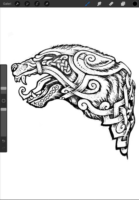 Viking Deer Tattoo, Viking Knot Tattoo, Ancient Nordic Tattoo, Fenrir Tattoo Design Norse Mythology, Irish Wolf Tattoo, Celtic Shoulder Tattoos For Women, Viking Animal Tattoo, Small Norse Tattoo, Celtic Knot Tattoo Men