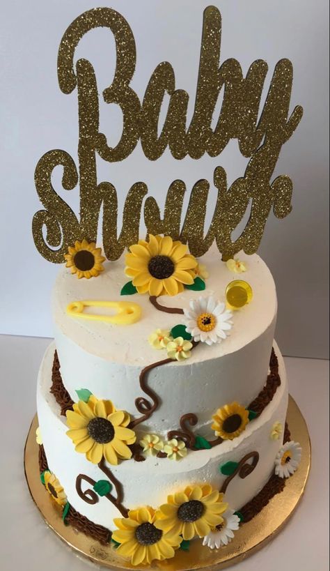 Sunflower Baby Shower Cake, Sunflower Baby Shower, Sunflower Baby Showers, Sunshine Baby Showers, Snack Table, Animal Baby Shower, Baby Shower Food, Baby Shower Cake, Shower Cake