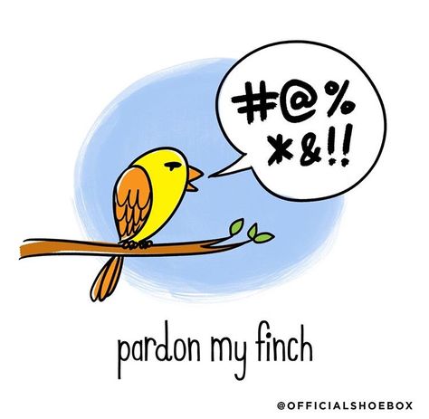 Pardon My Finch Bird Puns, Corny Jokes, Funny Comic Strips, Funny Animal Jokes, Story Characters, Animal Jokes, Funny Puns, Funny Comics, Shoe Box