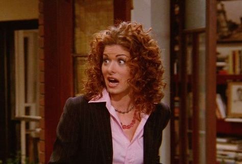 grace! Grace Adler Hair, Grace Adler, 90s Film, Jewish Women, Colored Curly Hair, Personal Style Inspiration, Will And Grace, Tv Show Quotes, Copper Hair