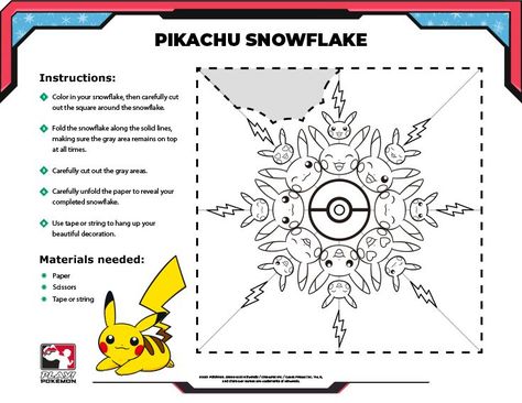 Jump into the holiday spirit by decorating your own Pikachu snowflake! Pokemon Snowflake, Pokémon Activities, Pokemon Activity, Diy Pokemon Crafts, Pokémon Drawings, Diy Pokemon, Pokemon Crafts, Pokémon Party, Batman Drawing