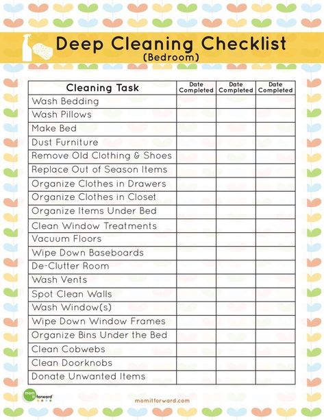 Deep Cleaning Bedroom Checklist, Cleaning Bedroom Checklist, Deep Cleaning Bedroom, Cleaning Bedroom, Bedroom Checklist, Room Cleaning Tips, Mom Checklist, Clothes Drawer Organization, Deep Cleaning Checklist