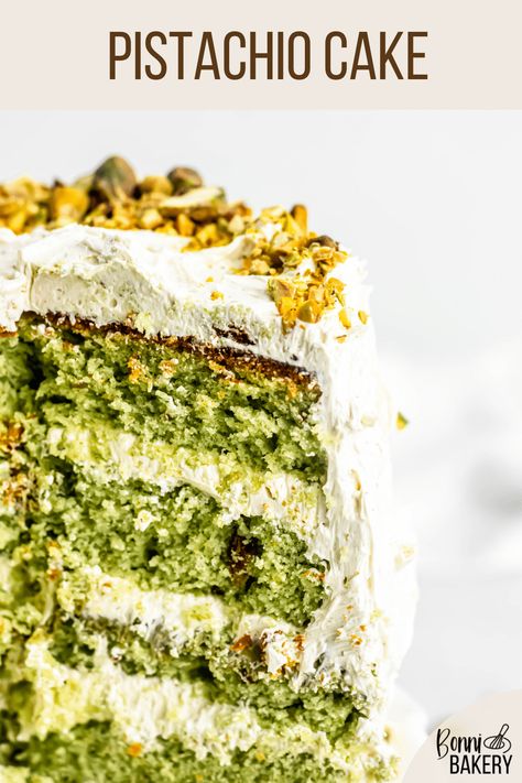 Pistachio Cake Recipe, Pistachio Dessert, Italian Buttercream, Kek Lapis, Pistachio Recipes, Resipi Kek, Pistachio Butter, Pistachio Cream, Italian Meringue