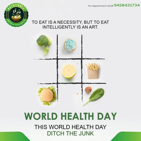 Health is the most important thing and we do not realize it until we lose it. Let us take good care of it. Happy World Health Day. #WorldHealthDay2022 #WorldHealthDay #HealthDay #Healthy #Health #fitness #worldhealthday #healthiswealth #Nutritable #nutrition #weightloss #dietplan #HealthyNutrition #healthandfitness #nutritionadvice National Nutrition Week Creative Ads, Nutrition Social Media Posts, Nutrition Creative Ads, World Health Day Creative, Nutrition Social Media, Jeremiah 2911, Happy World Health Day, Health Posts, Online Diet