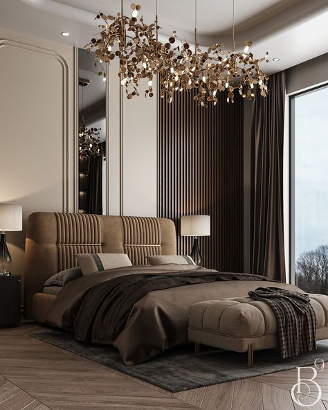 GORGEOUS HARMONY OF BROWN SHADES! :: Behance Unique Bedroom Design, Elegant Bedroom Decor, Modern Style Bedroom, Neoclassical Interior, Sanctuary Bedroom, Bedroom Decor Inspiration, Luxurious Bedroom, House Interior Decor, Apartment Interior