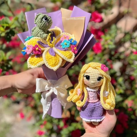 Tangled Set 💜 ✨ DM to order, ready to ship 💌 📦 - - - - #rapunzel #rapunzelcrochet #rapunzeledit #tangled #crochetflower #crochet #amigurumi #handmade #tejidos #amigurumi #crochetinspo #explore #viral #giftideas #explorepage #disneyprincess #yarnlove #pinterest Rapunzel Amigurumi, Rapunzel Crochet, Rapunzel Edits, Olivia Rodrigo, Cute Crochet, Crochet Ideas, Rapunzel, Crochet Flowers, Tangled