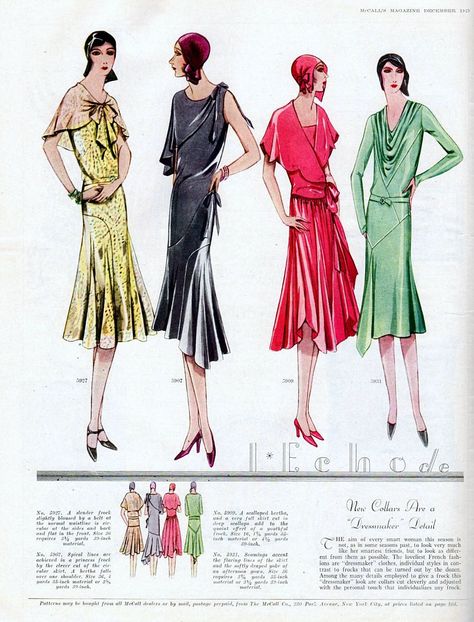 Art Deco fashions from 1929 1929 Fashion, Style Année 20, 1920s Women, 1920 Fashion, Parisienne Chic, Louise Brooks, Fashion Illustration Vintage, 30s Fashion, 20s Fashion