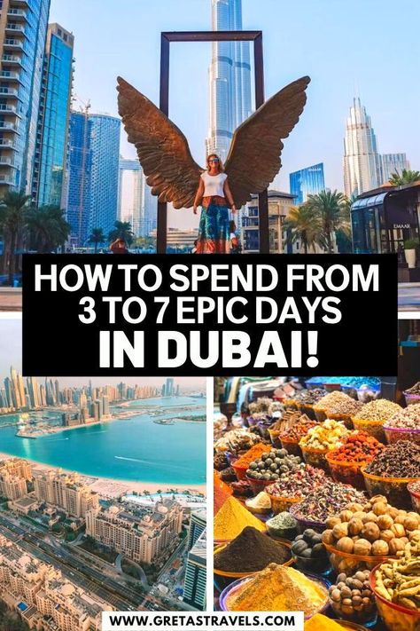 How to Spend From 3 to 7 EPIC Days in Dubai! Bucket List Places To Visit, Dubai Itinerary, Places To Visit In Dubai, Dubai Things To Do, Dubai Travel Guide, Most Beautiful Places On Earth, Dubai Vacation, Visit Dubai, Places On Earth