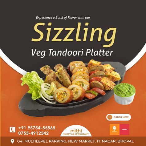 Tandoori Platter | Mithi Sweets And Restaurant Bhopal Tandoori Platter, Veg Platter, Non Veg, New Market, Paradise, Chef, Typography, Restaurant