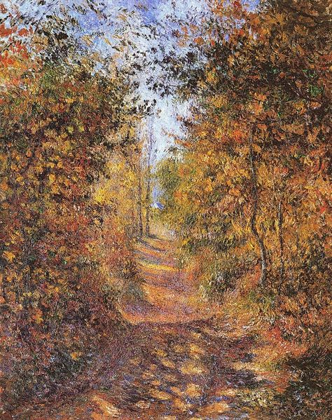 Camille Pissarro | Autumn at Eragny Path In The Woods, George Seurat, Berthe Morisot, Mary Cassatt, Georges Seurat, Impressionist Artists, Camille Pissarro, Paul Cezanne, Paul Gauguin